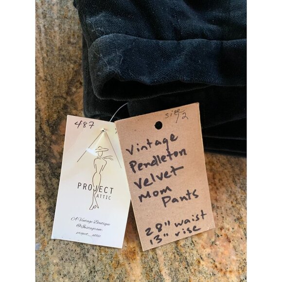 Pendleton Vintage Women's Black Velvet Pants Petite 12 / Small Mom Fit - Picture 7 of 7